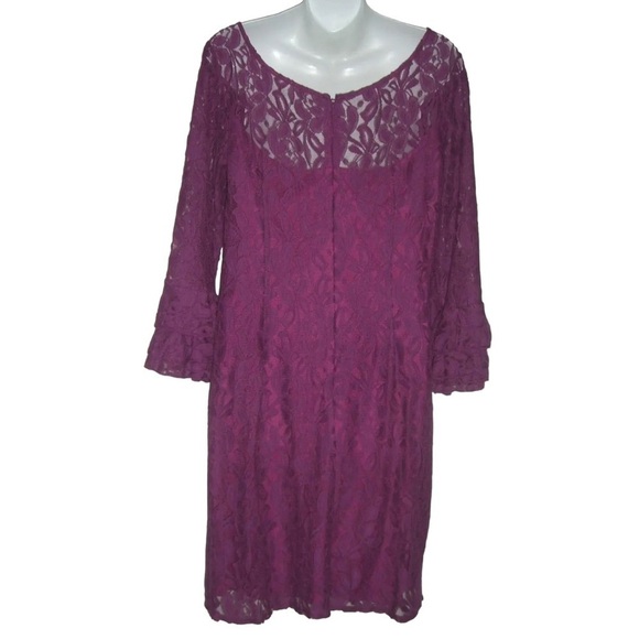 Kelly & Diane Dress Purple Lace Bohemian Boho Chic Bell Sleeves Daisy Jones 12 - Picture 6 of 10